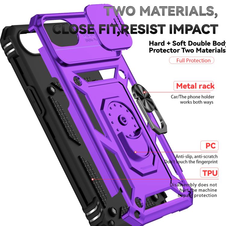 For iPhone 16e Sliding Camshield Holder Phone Case(Purple) by bashfashion