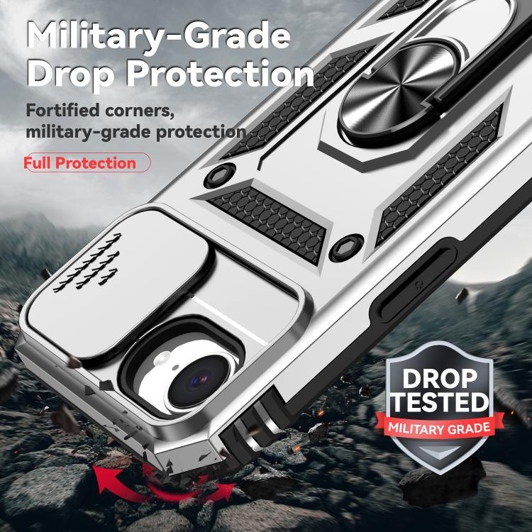 For iPhone 16e Sliding Camshield Holder Phone Case(Silver) by bashfashion