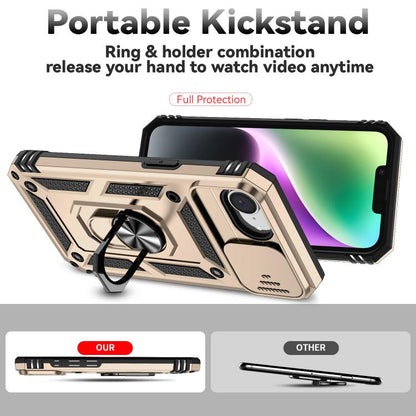 For iPhone 16e Sliding Camshield Holder Phone Case(Gold) by bashfashion