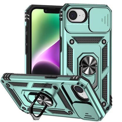 For iPhone 16e Sliding Camshield Holder Phone Case(Dark Green) by bashfashion