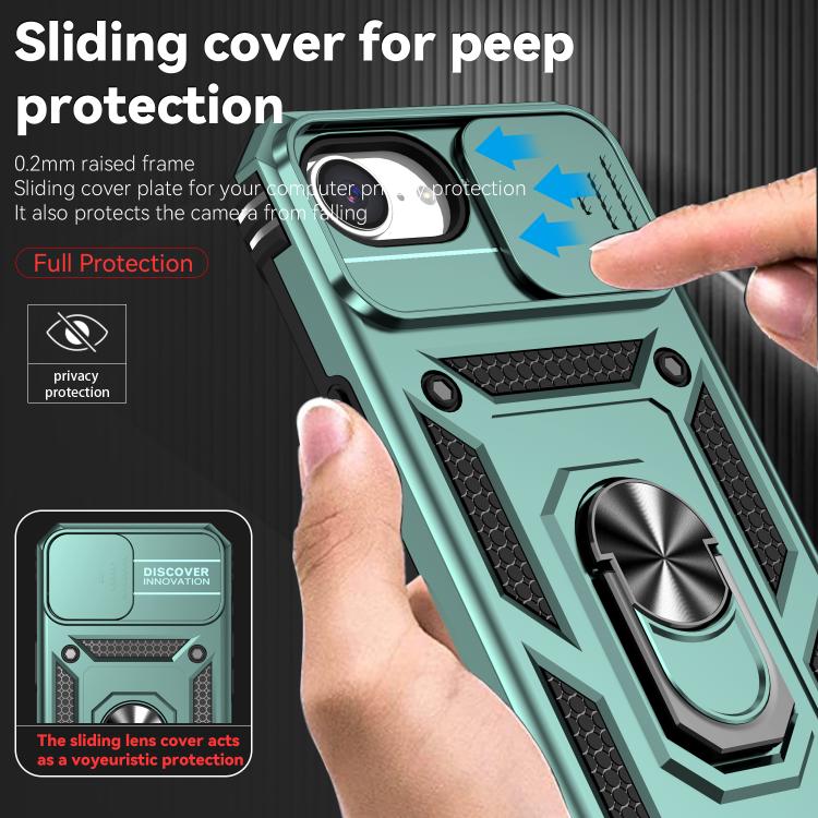 For iPhone 16e Sliding Camshield Holder Phone Case(Dark Green) by bashfashion