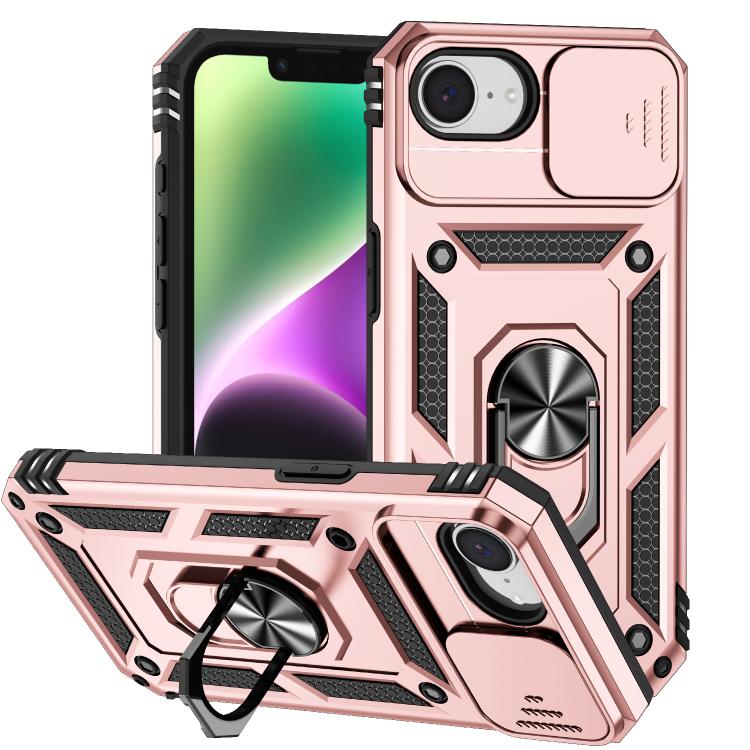 For iPhone 16e Sliding Camshield Holder Phone Case(Rose Gold) by bashfashion