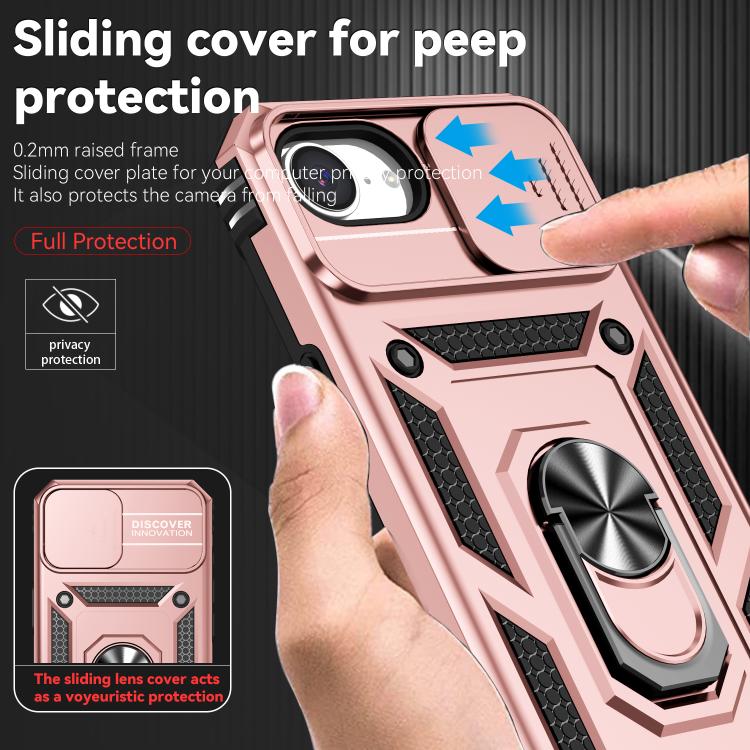 For iPhone 16e Sliding Camshield Holder Phone Case(Rose Gold) by bashfashion