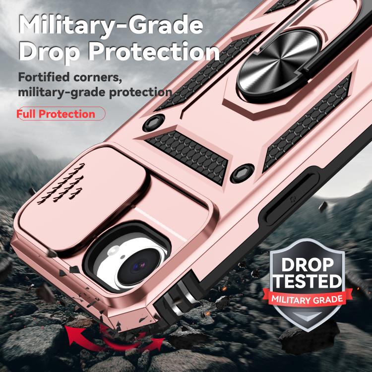 For iPhone 16e Sliding Camshield Holder Phone Case(Rose Gold) by bashfashion