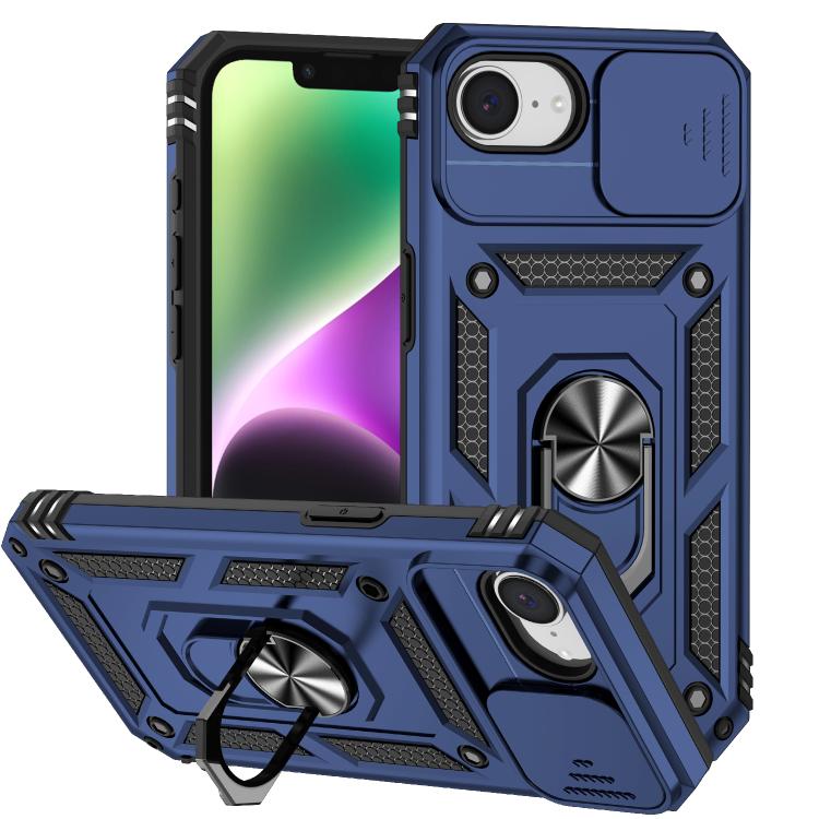 For iPhone 16e Sliding Camshield Holder Phone Case(Blue) by bashfashion