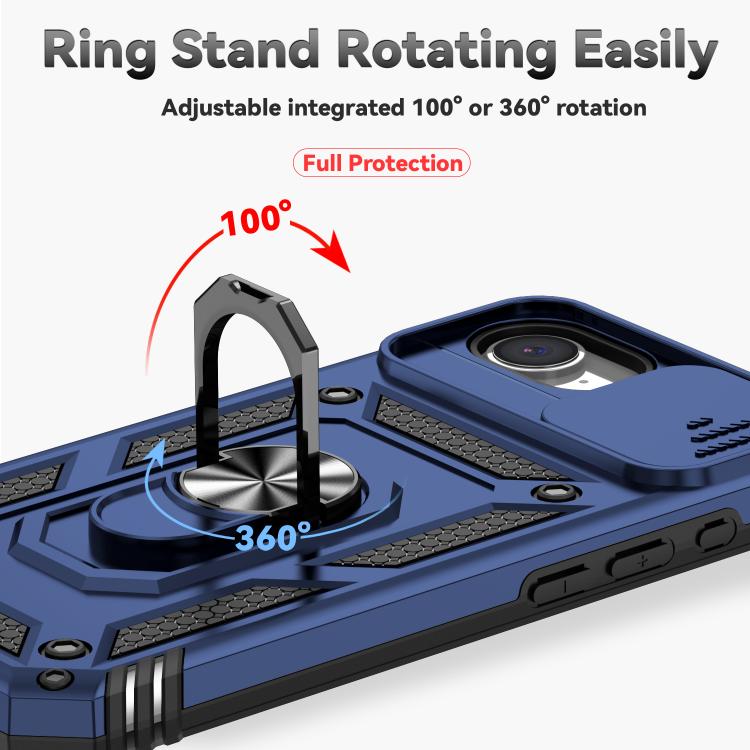 For iPhone 16e Sliding Camshield Holder Phone Case(Blue) by bashfashion