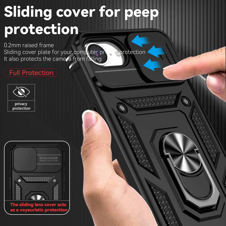For iPhone 16e Sliding Camshield Holder Phone Case(Black) by bashfashion
