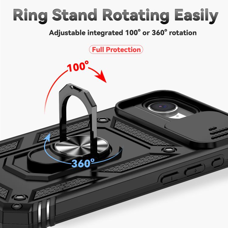 For iPhone 16e Sliding Camshield Holder Phone Case(Black) by bashfashion