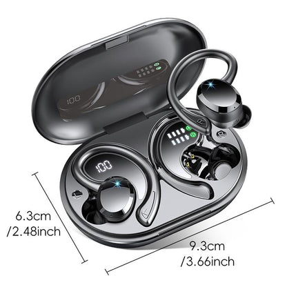 Q38 Ear-mounted LED Digital Display Wireless Bluetooth Earphone(Blue) by bashfashion