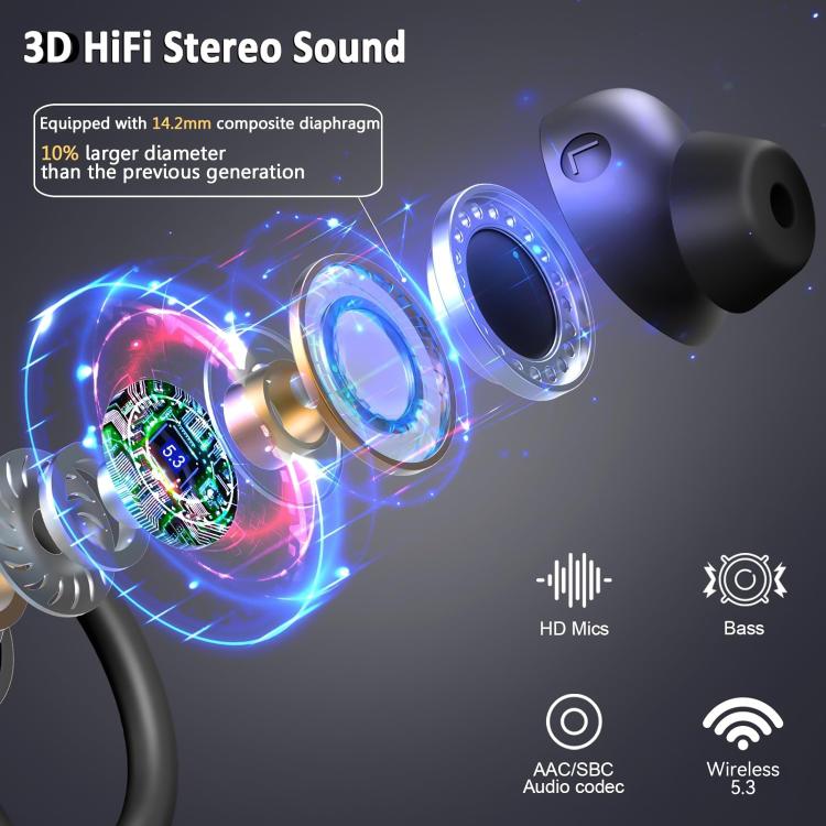 Q38 Ear-mounted LED Digital Display Wireless Bluetooth Earphone(Purple) by bashfashion