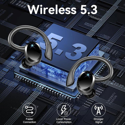 Q38 Ear-mounted LED Digital Display Wireless Bluetooth Earphone(Blue) by bashfashion