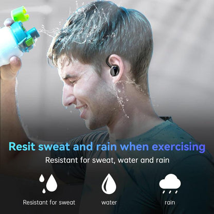Q38 Ear-mounted LED Digital Display Wireless Bluetooth Earphone(Pink) by bashfashion