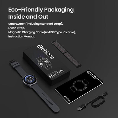 Zeblaze Btalk 3 GPS 1.43 inch HD AMOLED Screen Health Fitness Smart Watch, Support Bluetooth Call(Space Gray) by Zeblaze