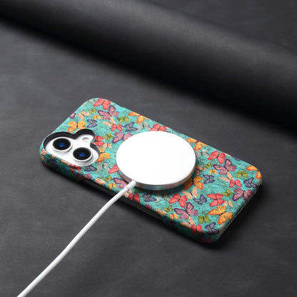 For iPhone 16 Denior A16 Flower Language Series MagSafe PC Phone Case(Butterflies) by Denior