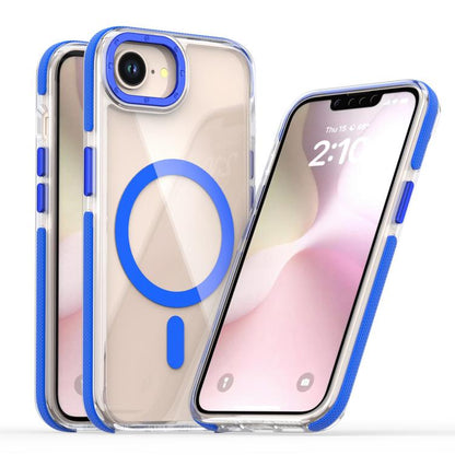 For iPhone 16e Dual-Color Clear Acrylic Hybrid TPU MagSafe Phone Case(Blue) by bashfashion