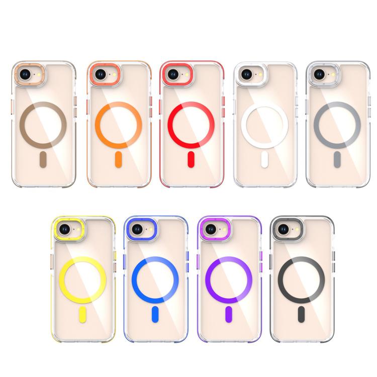 For iPhone 16e Dual-Color Clear Acrylic Hybrid TPU MagSafe Phone Case(Grey) by bashfashion