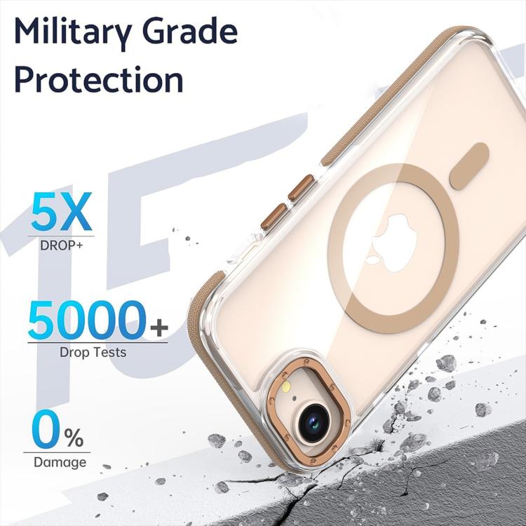 For iPhone 16e Dual-Color Clear Acrylic Hybrid TPU MagSafe Phone Case(Blue) by bashfashion