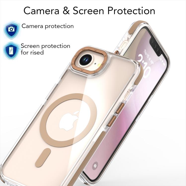 For iPhone 16e Dual-Color Clear Acrylic Hybrid TPU MagSafe Phone Case(Blue) by bashfashion