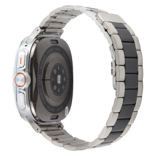 For Samsung Galaxy Watch Ultra 47mm / Ultra 2025 Three-beads Magnetic Steel Watch Band(Silver Black) by bashfashion