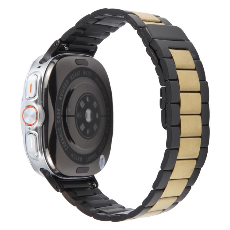 For Samsung Galaxy Watch Ultra 47mm / Ultra 2025 Three-beads Magnetic Steel Watch Band(Black Gold) by bashfashion