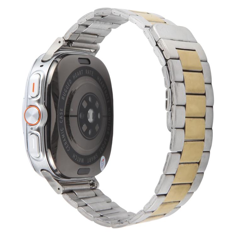 For Samsung Galaxy Watch Ultra 47mm / Ultra 2025 Three-beads Magnetic Steel Watch Band(Silver Gold) by bashfashion