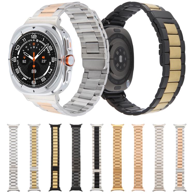 For Samsung Galaxy Watch Ultra 47mm / Ultra 2025 Three-beads Magnetic Steel Watch Band(Silver Rose Gold) by bashfashion