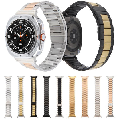 For Samsung Galaxy Watch Ultra 47mm / Ultra 2025 Three-beads Magnetic Steel Watch Band(Silver Black) by bashfashion