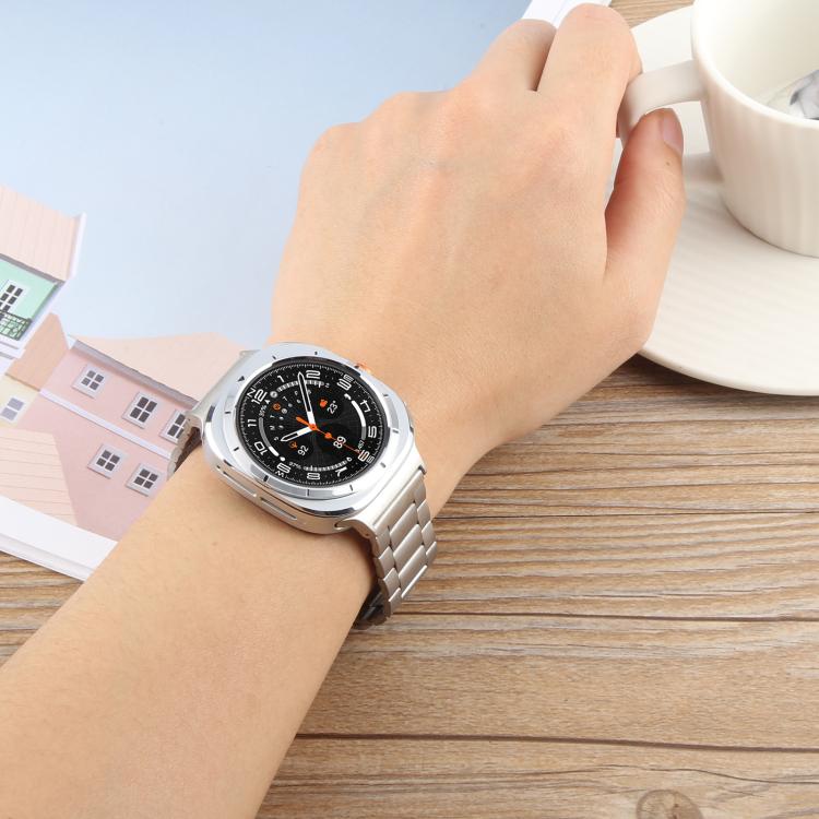 For Samsung Galaxy Watch Ultra 47mm / Ultra 2025 Three-beads Magnetic Steel Watch Band(Silver Rose Gold) by bashfashion