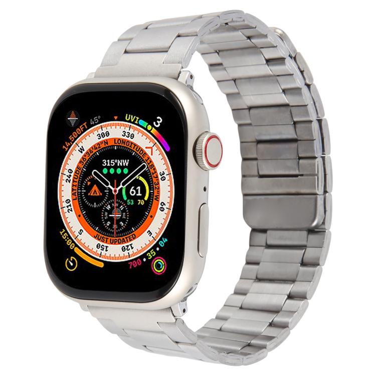 For Apple Watch 46mm / 49mm / 45mm / 44mm Three-beads Magnetic Steel Watch Band(Silver) by bashfashion