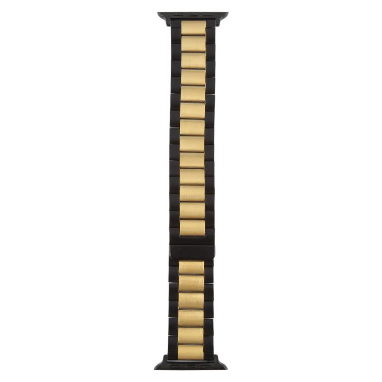 For Apple Watch 42mm / 41mm / 40mm / 38mm Three-beads Magnetic Steel Watch Band(Black Gold) by bashfashion