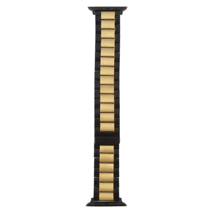 For Apple Watch 42mm / 41mm / 40mm / 38mm Three-beads Magnetic Steel Watch Band(Black Gold) by bashfashion
