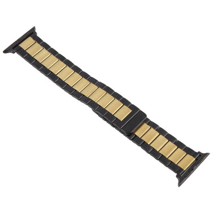 For Apple Watch 42mm / 41mm / 40mm / 38mm Three-beads Magnetic Steel Watch Band(Black Gold) by bashfashion