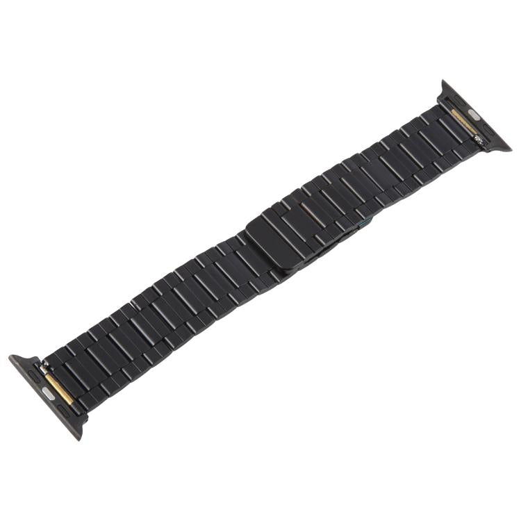 For Apple Watch 42mm / 41mm / 40mm / 38mm Three-beads Magnetic Steel Watch Band(Black Gold) by bashfashion