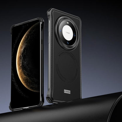 For Huawei Mate 60 Metal Frameless MagSafe Leather Phone Case(Black) by bashfashion