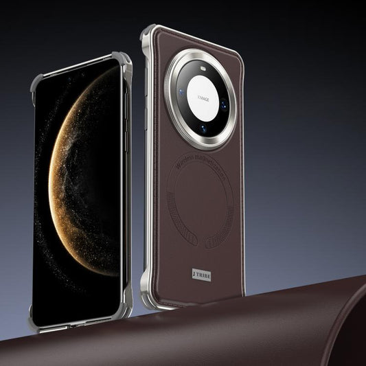 For Huawei Mate 60 Pro+ Metal Frameless MagSafe Leather Phone Case(Brown) by bashfashion