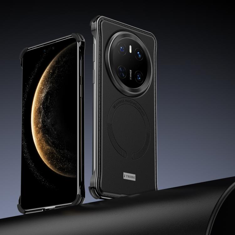 For Huawei Mate 70 Metal Frameless MagSafe Leather Phone Case(Black) by bashfashion