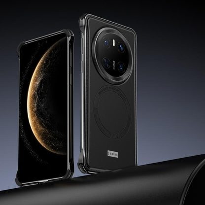 For Huawei Mate 70 Metal Frameless MagSafe Leather Phone Case(Black) by bashfashion