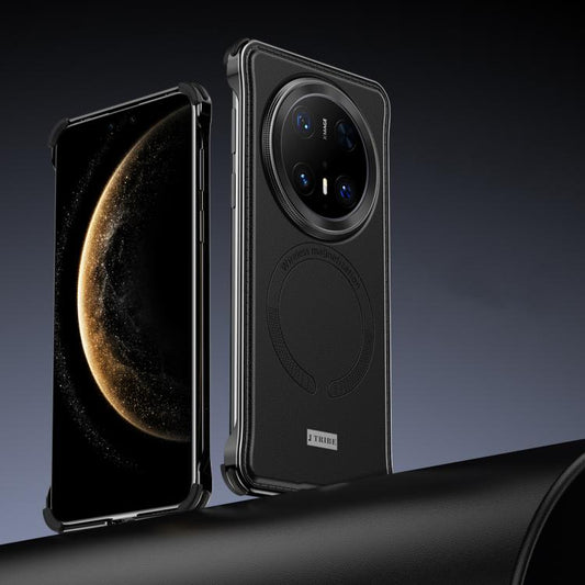 For Huawei Mate 70 Pro+ Metal Frameless MagSafe Leather Phone Case(Black) by bashfashion