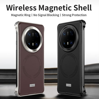 For Huawei Mate 60 Pro Metal Frameless MagSafe Leather Phone Case(Black) by bashfashion