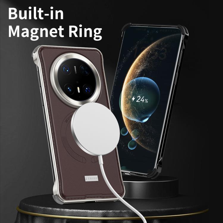 For Huawei Mate 70 Metal Frameless MagSafe Leather Phone Case(Brown) by bashfashion