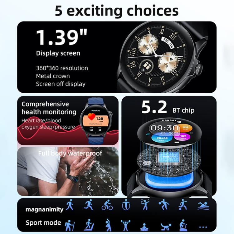 Yesido IO29 Waterproof Smart BT Watch, 1.39 inch Screen, Support BT Call / Heart Rate(Black) by Yesido