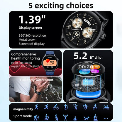 Yesido IO29 Waterproof Smart BT Watch, 1.39 inch Screen, Support BT Call / Heart Rate(Black) by Yesido