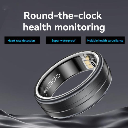 Yesido IO32 Health Monitor Smart Ring, Support Body Temperature / Heart Rate / Blood Pressure / Female Physiological Reminder, Size:63mm Inner Circumference(Black) by Yesido