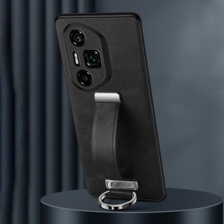 For Honor 300 Ultra SULADA PC Hybrid Leather Texture Skin Feel Shockproof Phone Case(Black) by SULADA