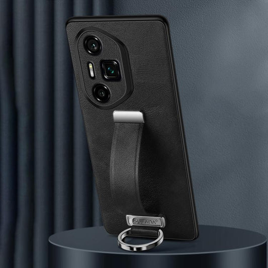 For Honor 300 Ultra SULADA PC Hybrid Leather Texture Skin Feel Shockproof Phone Case(Black) by SULADA