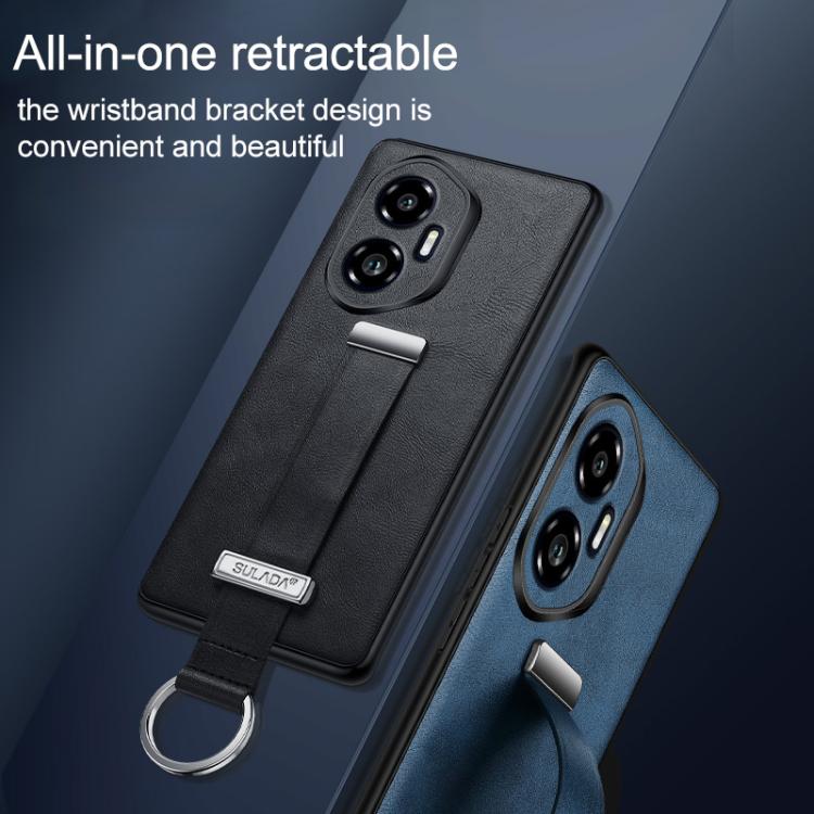 For Honor 300 Ultra SULADA PC Hybrid Leather Texture Skin Feel Shockproof Phone Case(Black) by SULADA