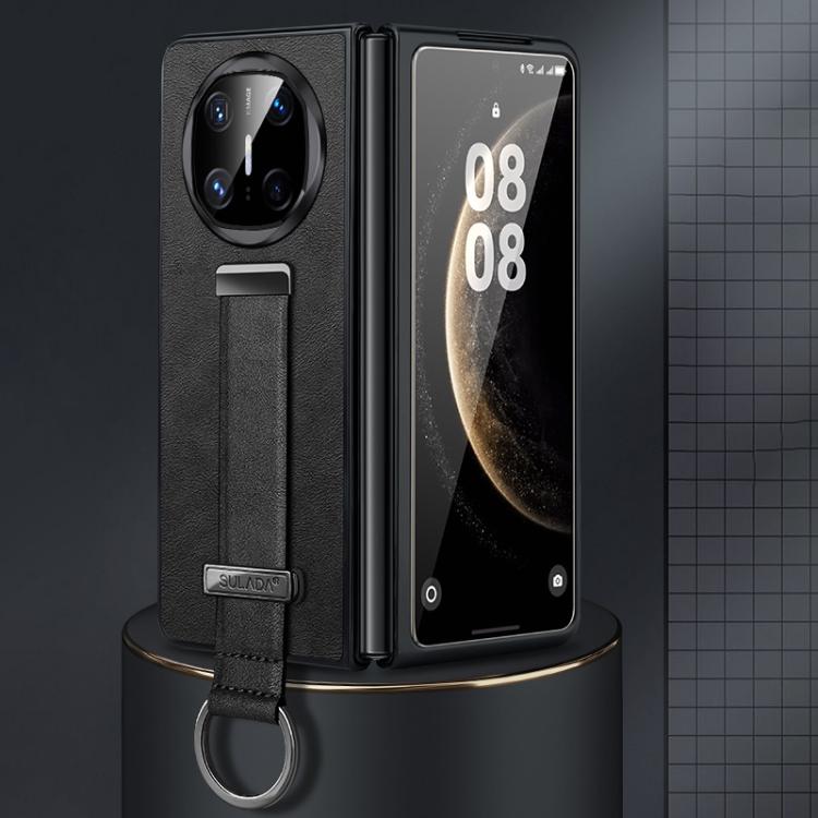 For Huawei Mate X6 SULADA PC Hybrid Leather Texture Skin Feel Shockproof Phone Case(Black) by SULADA