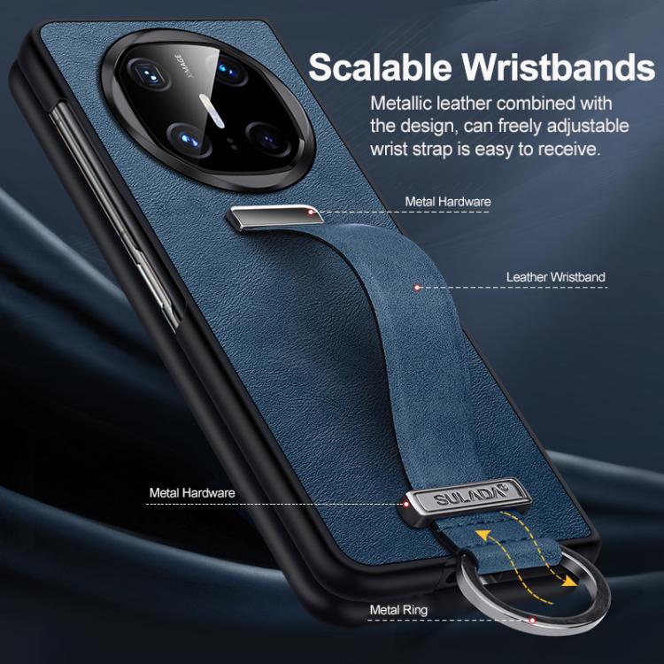 For Huawei Mate X6 SULADA PC Hybrid Leather Texture Skin Feel Shockproof Phone Case(Black) by SULADA