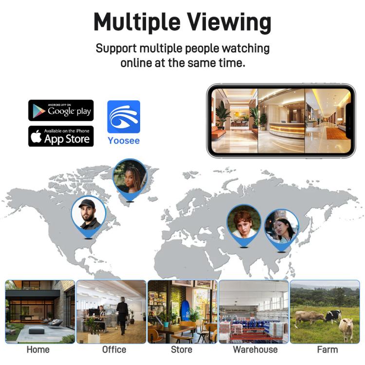 2MP HD 360 Degree Panorama 3 Lens IP66 Waterproof Wireless WiFi Camera, Memory:30 Days Memory Card(EU Plug) by bashfashion