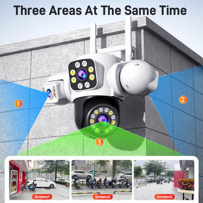 2MP HD 360 Degree Panorama 3 Lens IP66 Waterproof Wireless WiFi Camera, Memory:15 Days Memory Card(EU Plug) by bashfashion